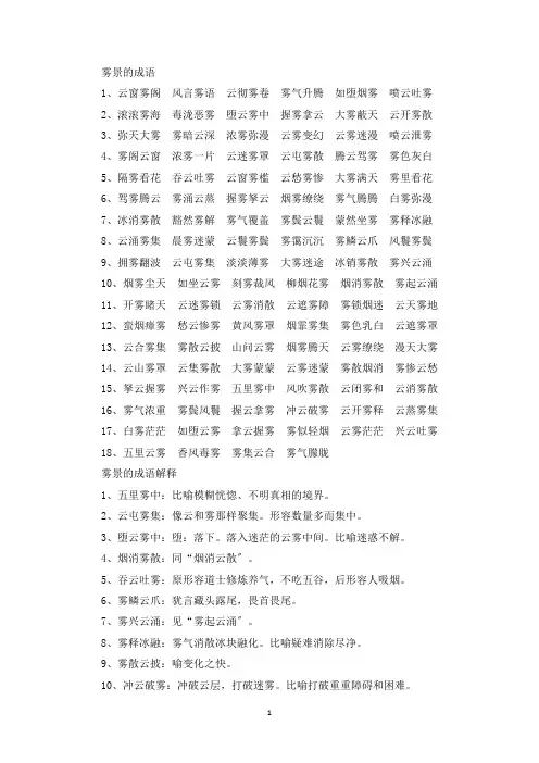 精选描写雾景的成语
