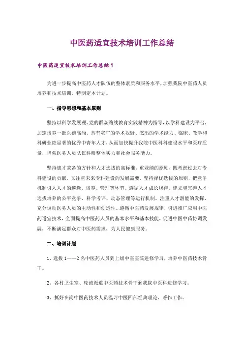 中医药适宜技术培训工作总结