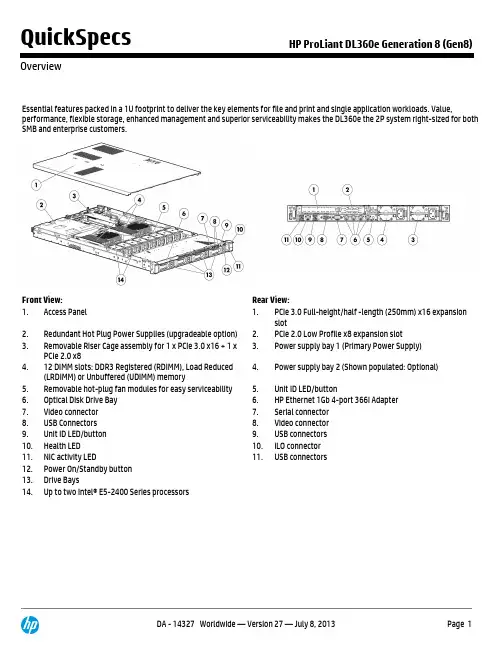 HP ProLiant DL360e Generation 8 (Gen8)
