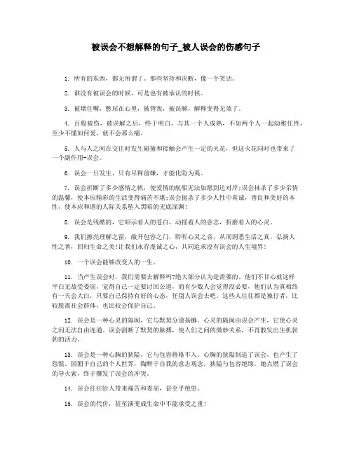 被误会不想解释的句子_被人误会的伤感句子