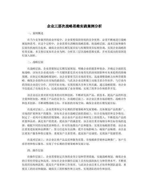 企业三层次战略思维实践案例分析
