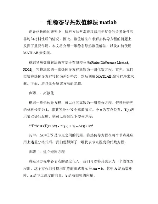 一维稳态导热数值解法matlab