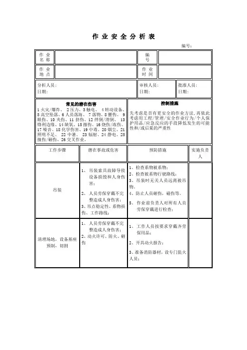 作业安全分析表
