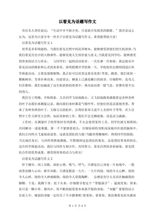 以看见为话题写作文