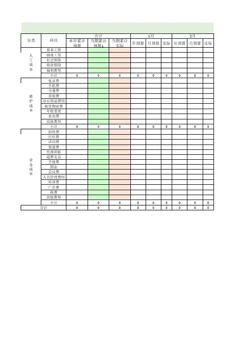财务预算表模板