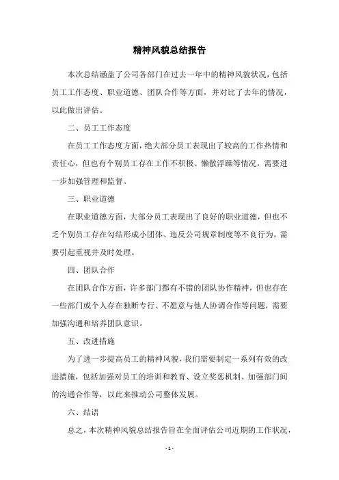 精神风貌总结报告