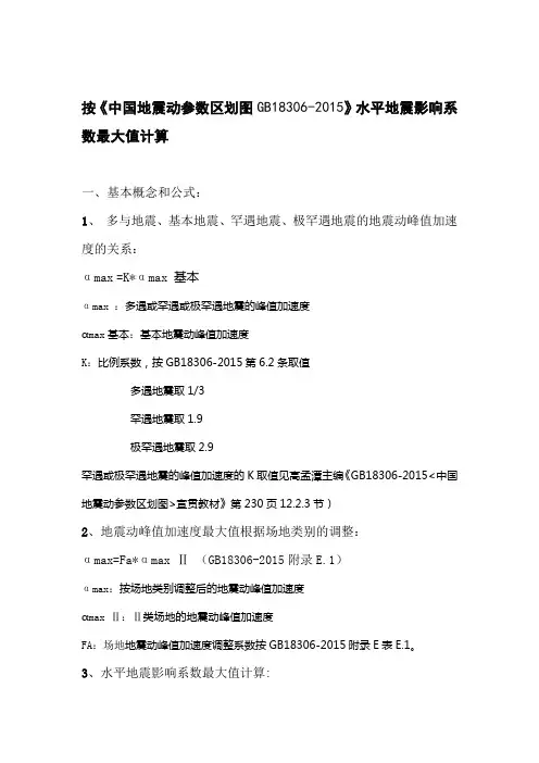 水平地震影响系数最大值计算