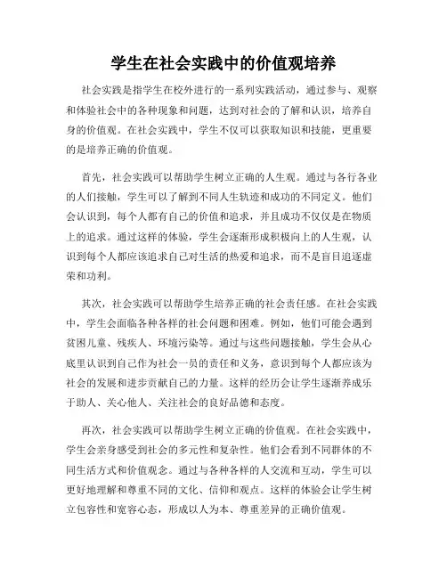 学生在社会实践中的价值观培养