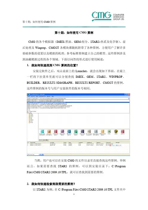 第十期：如何使用CMG算例