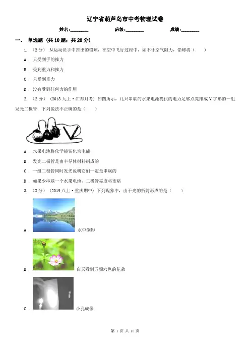 辽宁省葫芦岛市中考物理试卷