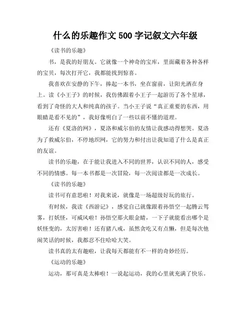 什么的乐趣作文500字记叙文六年级