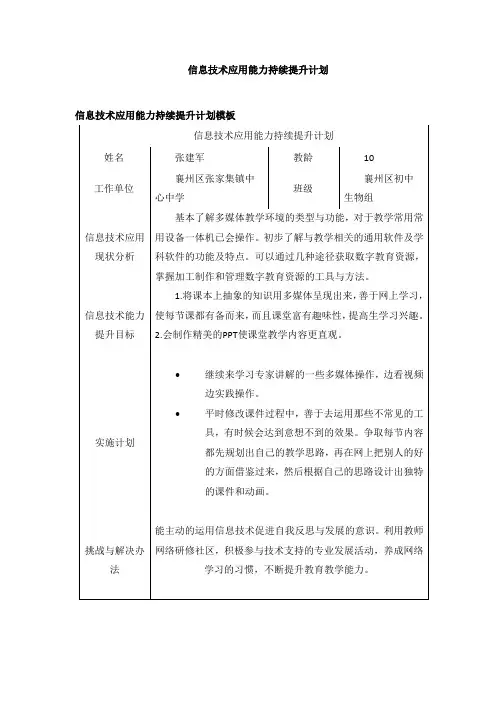 信息技术应用能力持续提升计划