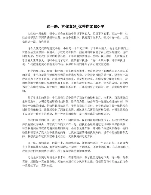 这一路,有你真好_优秀作文800字
