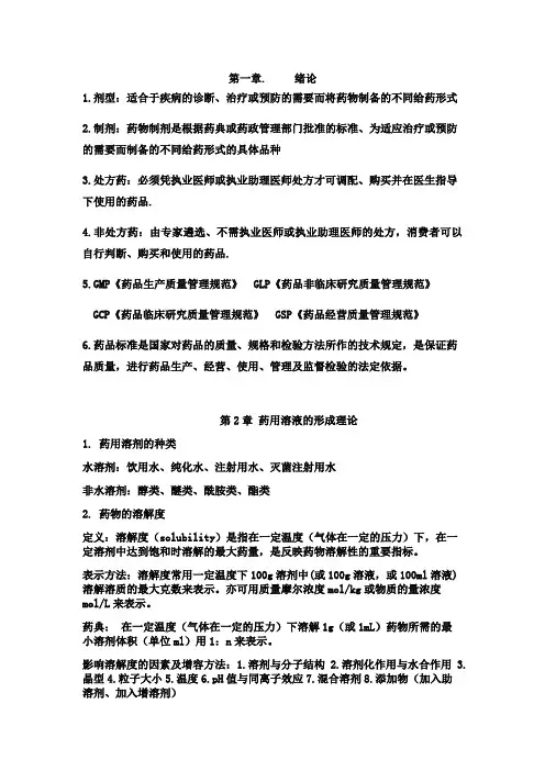 药剂学复习资料