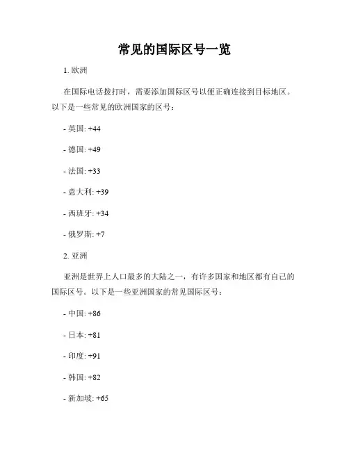 常见的国际区号一览