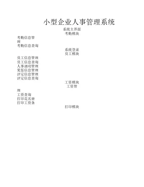 小型企业人事管理系统使用手册