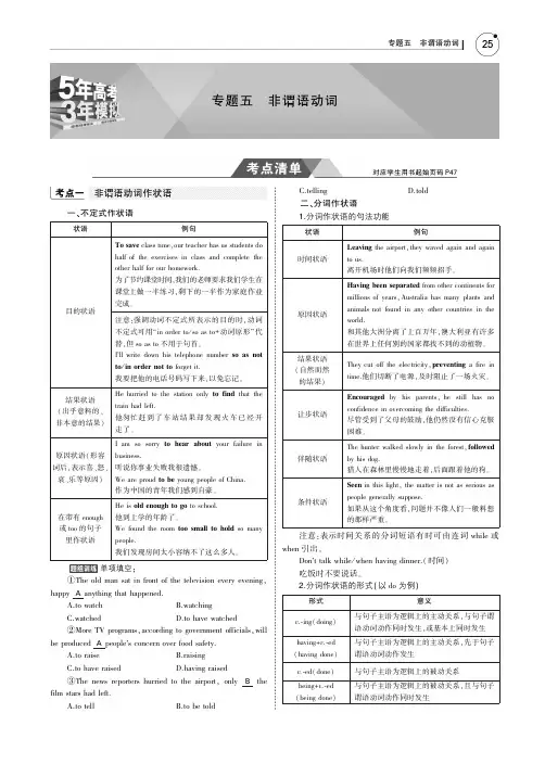 2019版高考英语一轮复习(江苏卷B版)教师用书：专题五 非谓语动词 PDF版含答案