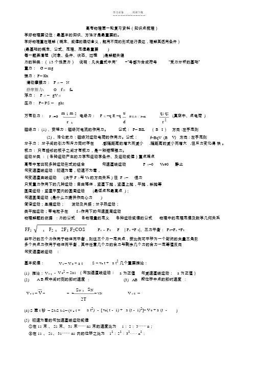 高考物理第一轮复习资料(知识点梳理)