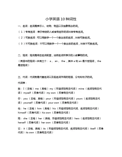 小学英语10大词性总结 
