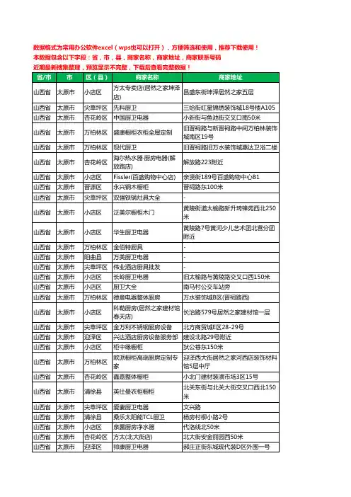2020新版山西省太原市厨卫电器工商企业公司商家名录名单联系电话号码地址大全534家