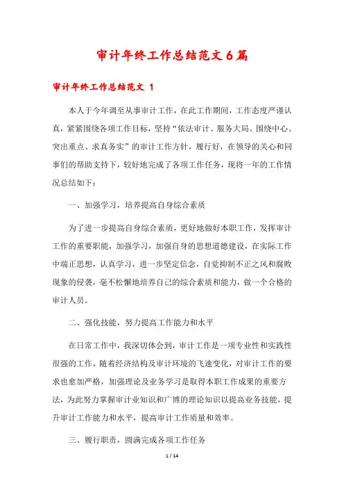 审计年终工作总结范文6篇