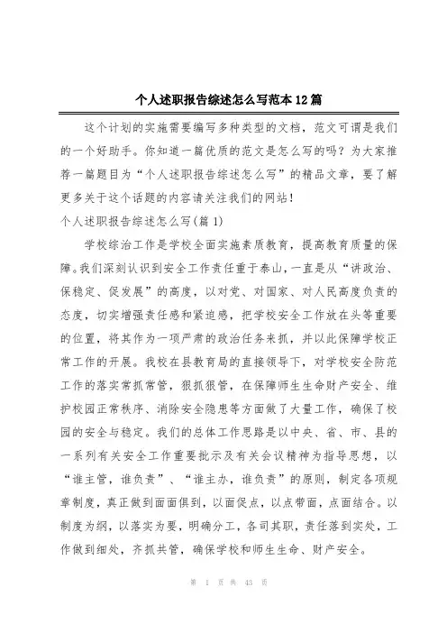 个人述职报告综述怎么写范本12篇