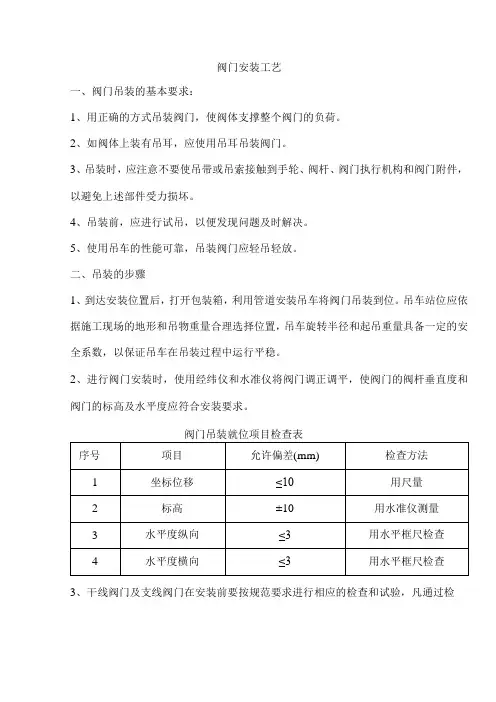 阀门安装工艺