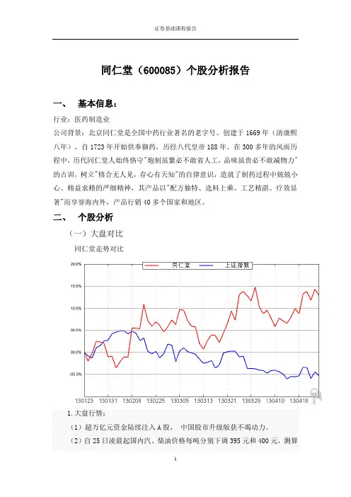 同仁堂个股分析报告