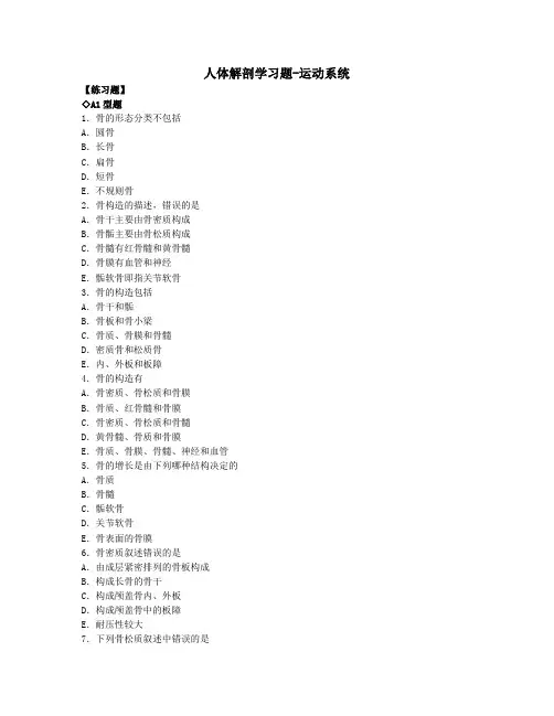 人体解剖学习题-运动系统