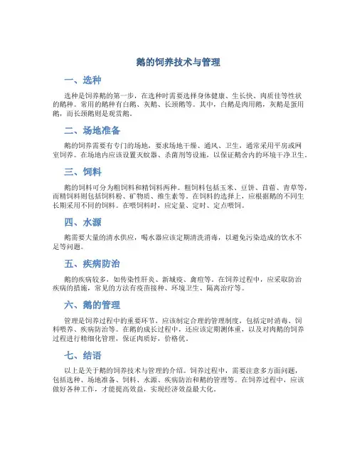 鹅的饲养技术与管理