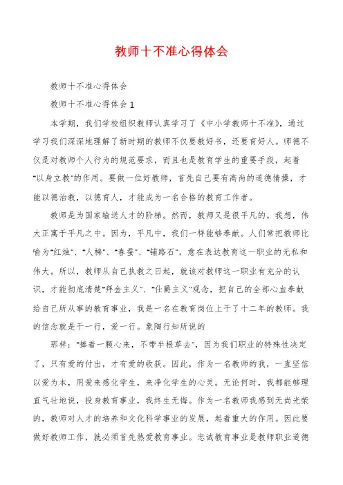 教师十不准心得体会