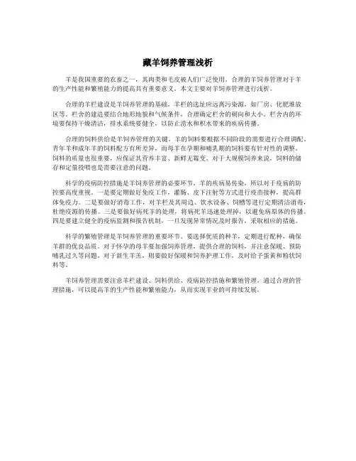 藏羊饲养管理浅析
