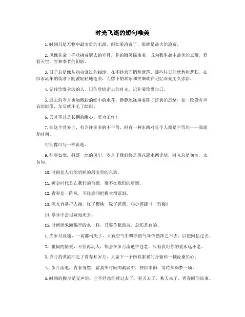 时光飞逝的短句唯美