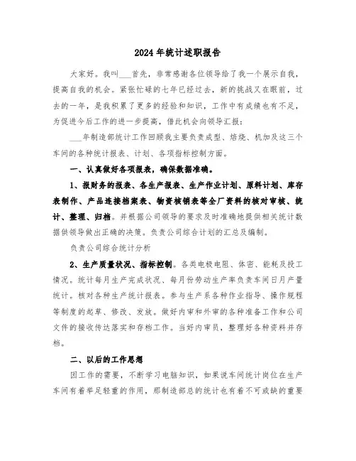 2024年统计述职报告（三篇）