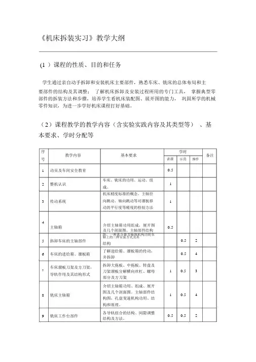 《机床拆装实习》教学大纲