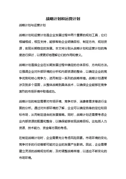 战略计划和运营计划