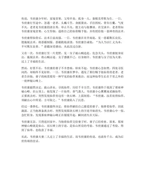 韦世康传说文言文翻译