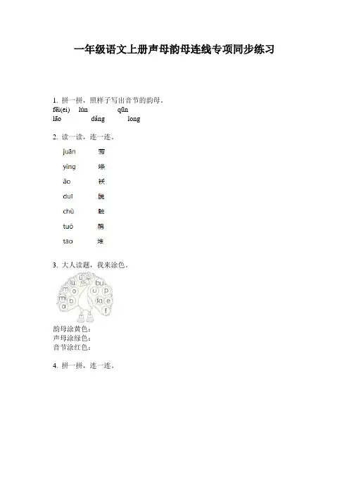一年级语文上册声母韵母连线专项同步练习