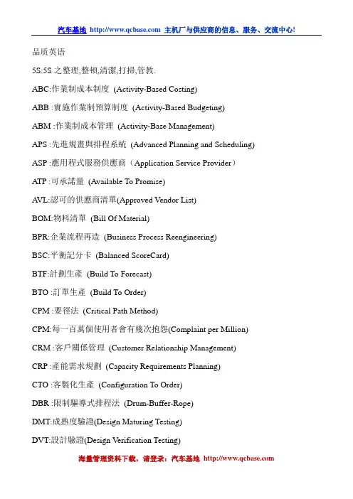 企业英语简称中英文对照大全
