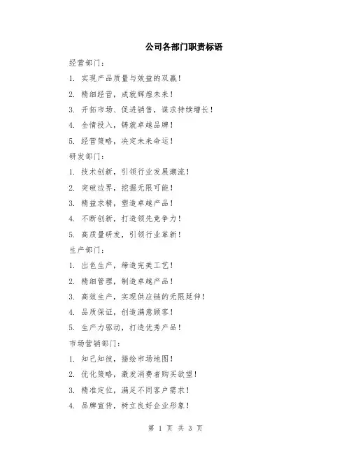 公司各部门职责标语