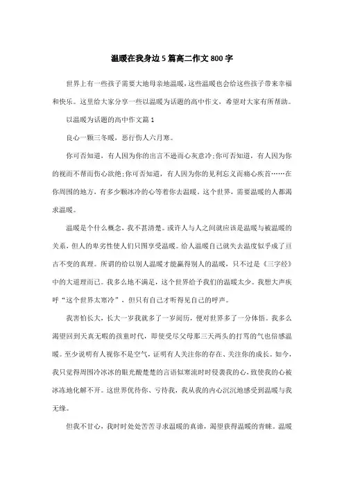 温暖在我身边5篇高二作文800字