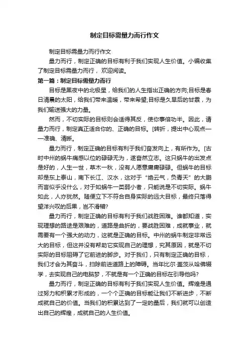 制定目标需量力而行作文