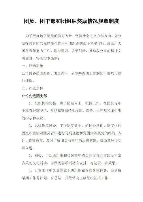 团员、团干部和团组织奖励情况登记表规章制度