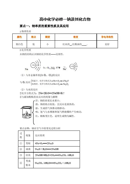 (完整版)高中化学必修一钠及其化合物