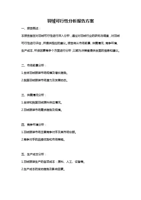 羽绒可行性分析报告方案