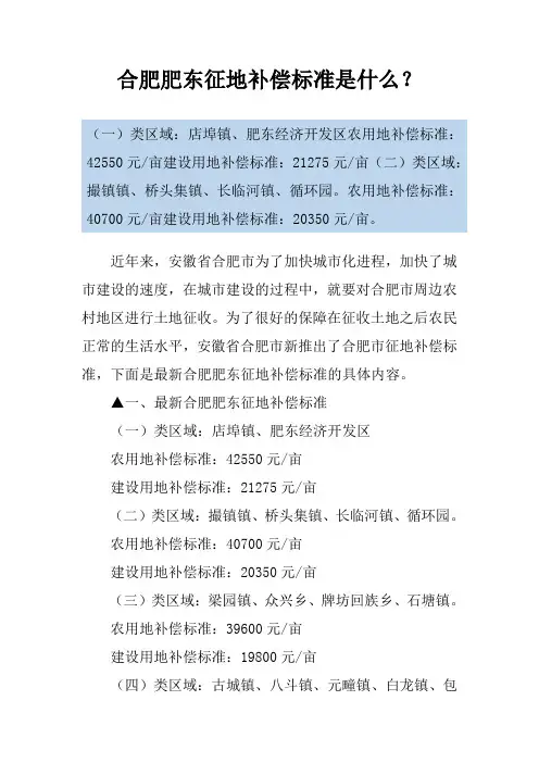 合肥肥东征地补偿标准是什么？