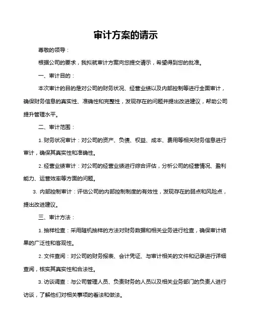 审计方案的请示
