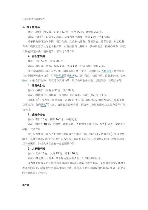 儿童支原体感染食疗方