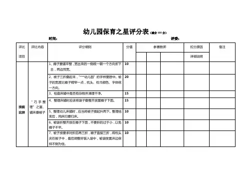 保育之星技能比拼评分表