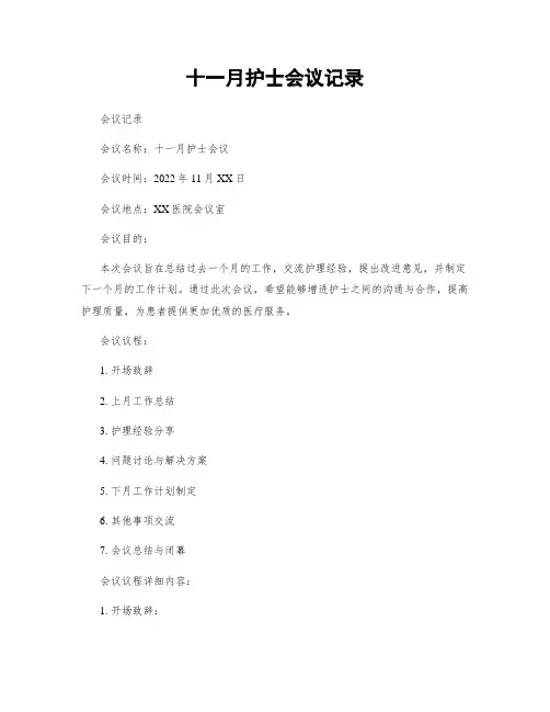 十一月护士会议记录
